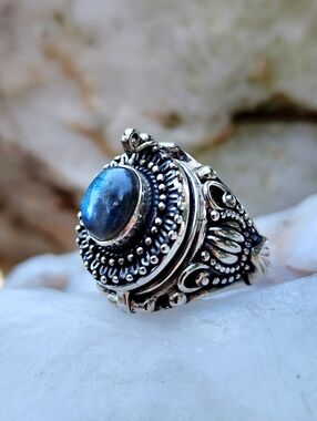 Sterling Silver 925 Ring Natural Labradorit Stone